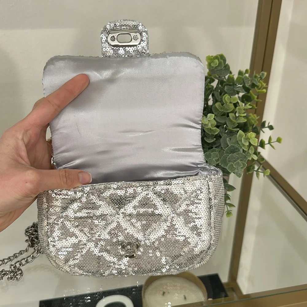 Silver sequin purse